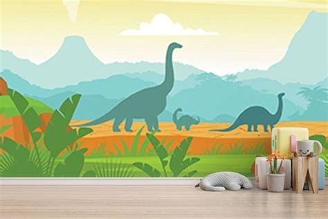 Dinosaur Landscape Wallpaper Mural Premium Peel and Stick - Etsy