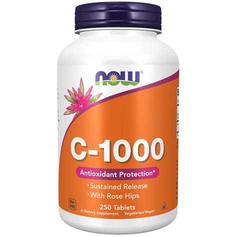 NOW Supplements, Vitamin C-1,000 with Rose Hips, Sustained Release, Antioxidant Protection, 250 ...