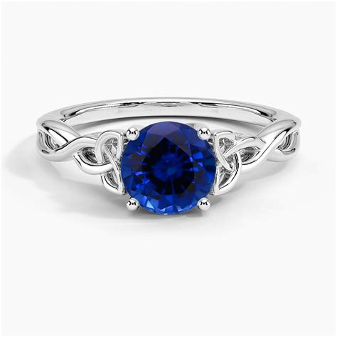 Sapphire Entwined Celtic Love Knot Ring in Platinum