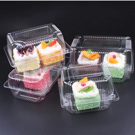 100set Clear Plastic Bakery Cake Packaging Boxes Cookies pastry fruit Food Toast cakes mousse ...