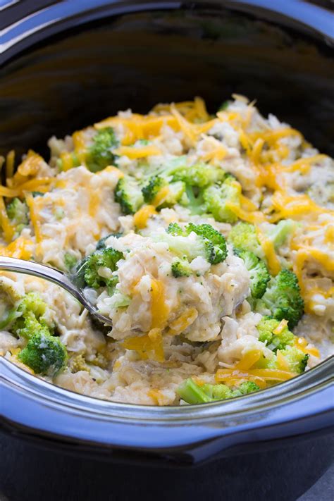 Slow Cooker Chicken, Broccoli and Rice Casserole - Kristine's Kitchen