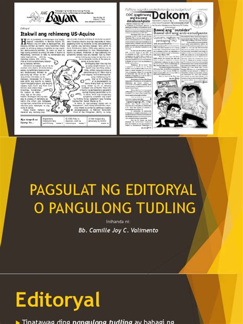 Pagsulat Ng Editoryal o Pangulong Tudling