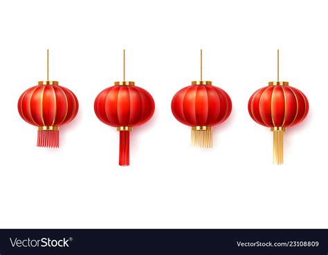 Set isolated chinatown lanterns for new year Vector Image