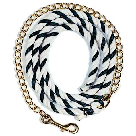 Cotton Lead Rope 6' W/ Chain Black/White