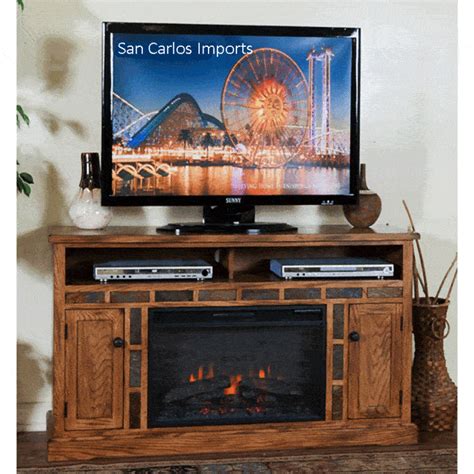 Rustic Oak TV Stand Fireplace, TV Stand Fireplace