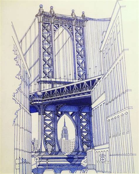 Manhattan Bridge Drawing at PaintingValley.com | Explore collection of Manhattan Bridge Drawing