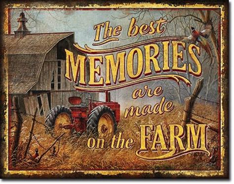 Old Farm Picture Metal Tin Ad Sign Barn Vintage Tractor Equipment ...