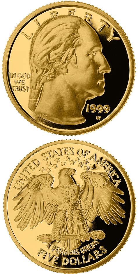 Commemorative gold dollar coins. The 5 dollars coin series from USA