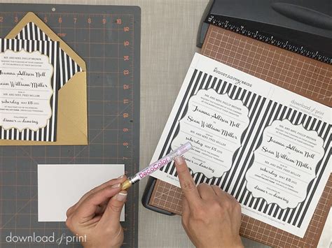 DIY Foil Stamped Wedding Invitation with Bold Stripes