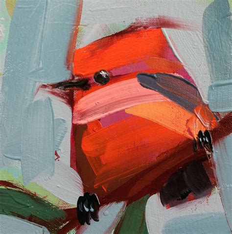 Vermillion Flycatcher no. 20 Original Bird Oil Painting by Angela Moulton pre-order by ...