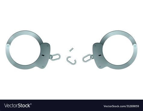 Broken handcuffs Royalty Free Vector Image - VectorStock