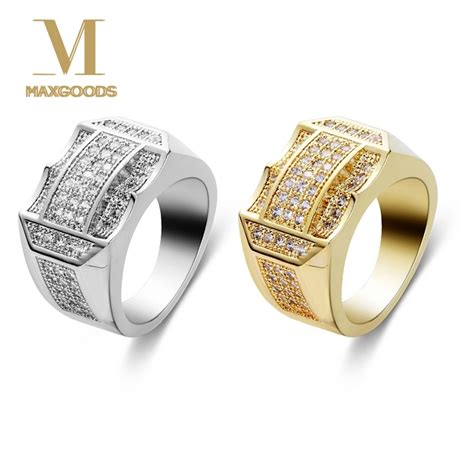 Punk Style Hip Hop Ring Fashion Gold / Silver Color Crystal Rhinestone ...