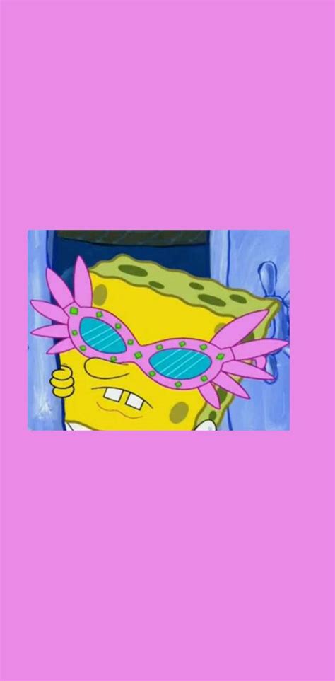 Download Funny Spongebob Wearing Pink Glasses Wallpaper | Wallpapers.com