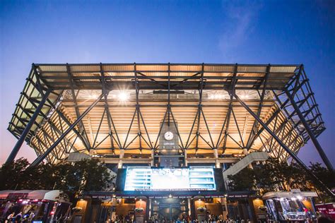 A view of Arthur Ashe Stadium from the outside. | Building, Stadium, Views