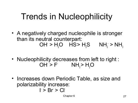 Nucleophilicity Table