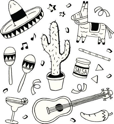 drawings of Cactus with Sombrero and maracas - Google Search Mexico City Map, Mexico Tattoo ...