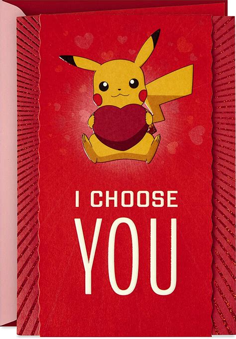 Hallmark Pokémon Valentines Day Card (Pikachu, I Choose You) Anniversary Card, Love Card ...