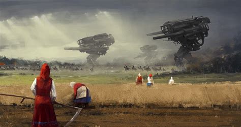 Painting of farmers infront of tornadoes, dystopian, science fiction HD wallpaper | Wallpaper Flare