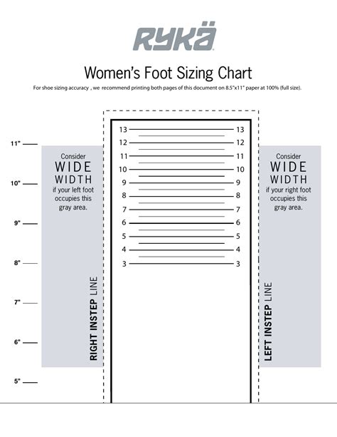 Women's Foot Sizing Chart - Ryka Download Printable PDF | Templateroller