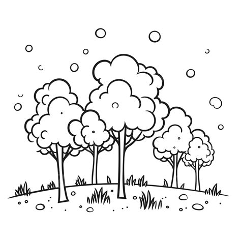 Coloring Book Page About Trees In A Field Outline Ske - vrogue.co