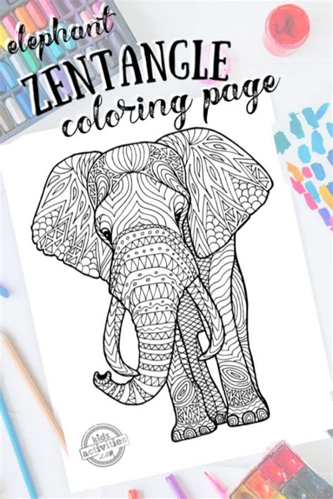 Exotic Elephant Zentangle Coloring Page Kids Activities Blog