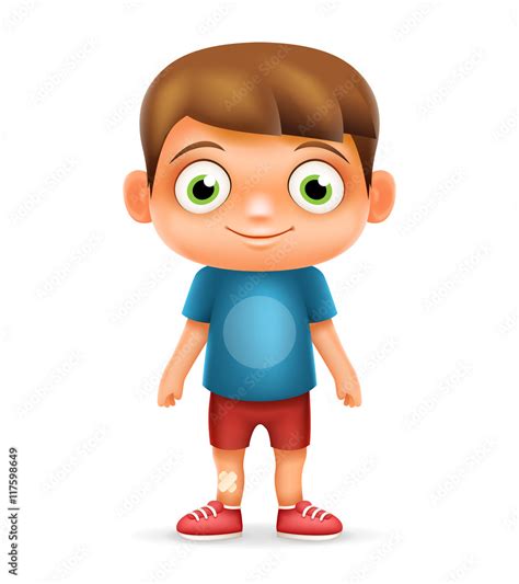 Boy Realistic 3d Child Cartoon Character Icon Isolated Vector ...