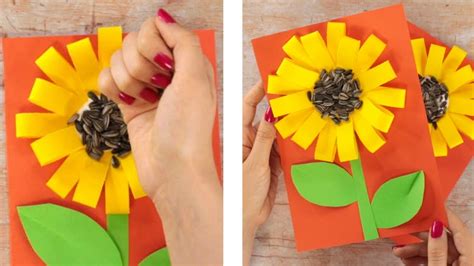 PAPER CRAFTS FOR KIDS - Paper Loops Sunflower Craft With Seeds - YouTube