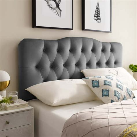 Annabel Twin Diamond Tufted Performance Velvet Headboard in Gray - Walmart.com - Walmart.com