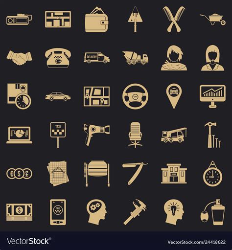 Good work icons set simple style Royalty Free Vector Image