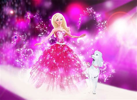 Download Barbie and her poodle posing together Wallpaper | Wallpapers.com