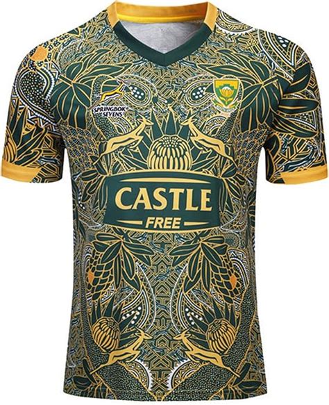 2020 South Africa Springbok 7S Rugby Jersey World Cup 2019 Cotton Jersey Graphic T-Shirt 100th ...