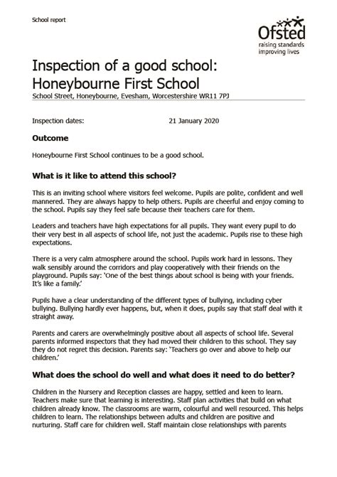 Ofsted – Honeybourne Primary School