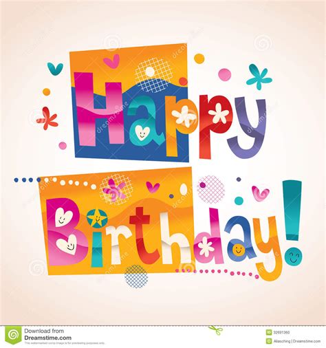 Happy Birthday text stock vector. Illustration of celebrate - 32691360