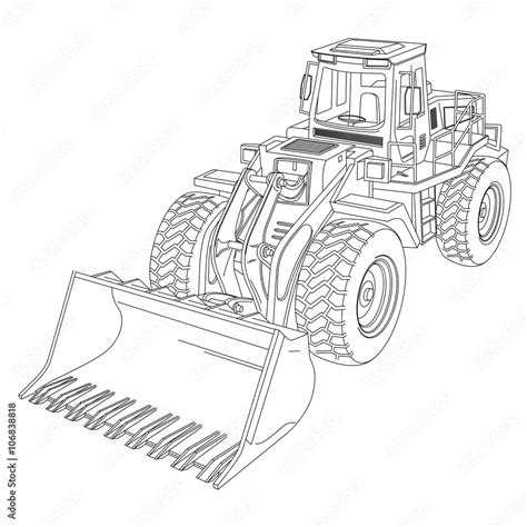 bulldozer, construction machinery, line drawing illustration Stock ...