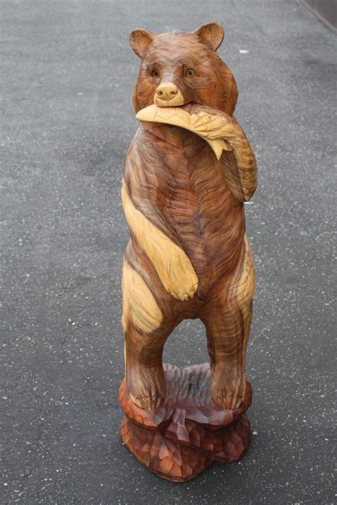 $599 WOOD CARVING BEAR STATUE | Bear statue, Wood carving, Statue