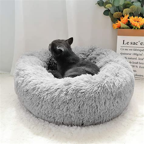 OYANTEN Fluffy Cat Beds for Large Cats Small Dogs Machine Washable Misty Gray/20in - Walmart.com