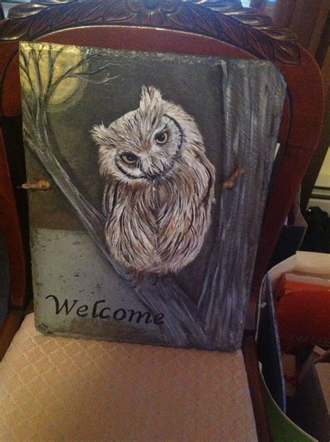 Owl slate painted by Debra I. Galarneau | Bird art, Art projects, Artwork