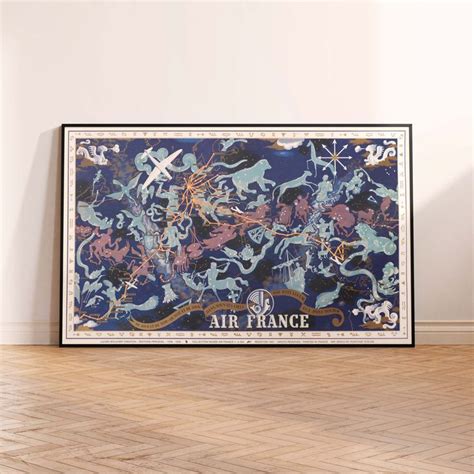 Affiche d'agence Air France - Planisphère - Constellations