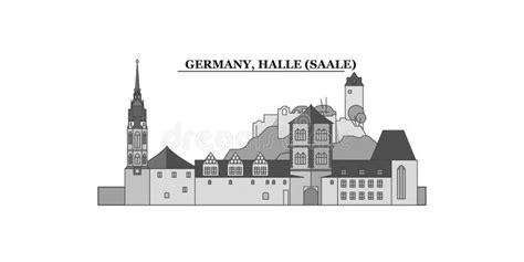 Germany, Halle (Saale) City Skyline Isolated Vector Illustration, Icons ...