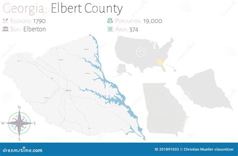 Map of Elbert County in Georgia Stock Vector - Illustration of colorful, highway: 201891033