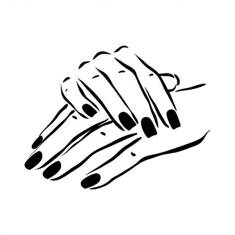 Vector hand drawn illustration of manicure and nail polish on woman hands — Stock Illustration ...