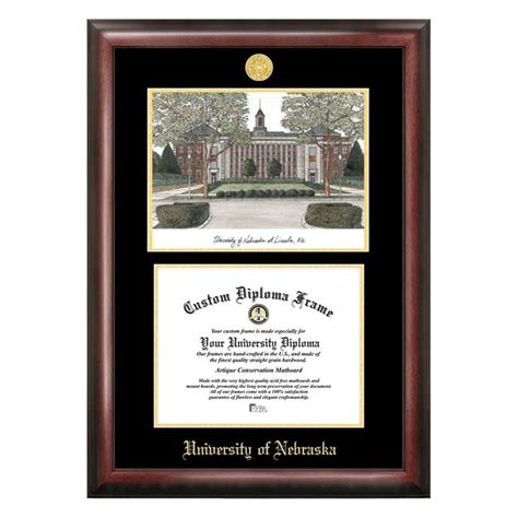 Campus Images University of Nebraska 8.5x11 Mahogany Finished Wood Diploma Frame with Campus ...