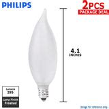2Pk - Philips 40w 120v BA9 Frosted E12 Candelabra Incandescent bulb – BulbAmerica