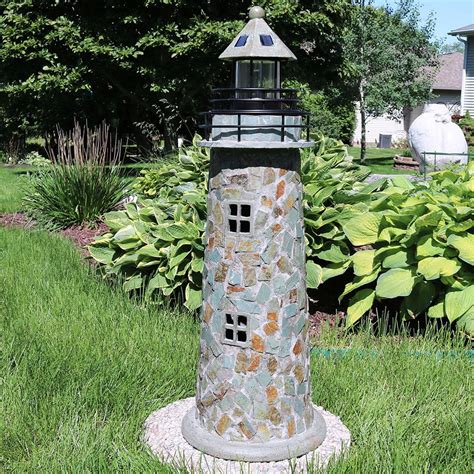 Sunnydaze Solar Garden Lighthouse - Nautical Outdoor Yard Decoration ...