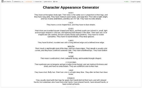 Character Appearance Generator