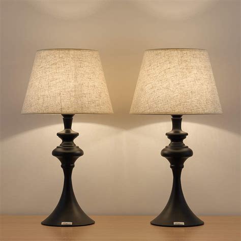 Traditional Modern Bedside Table Reading Lamp, Set of 2 - Black ...