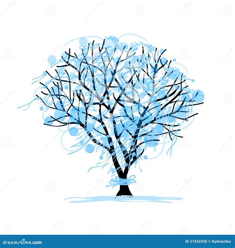 Winter Tree Sketch for Your Design Stock Vector - Illustration of doodle, holiday: 27432558