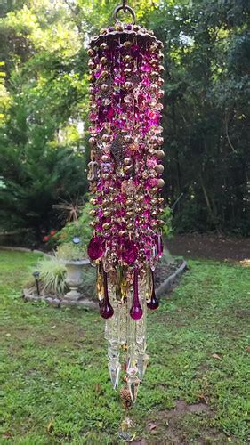 Magenta and Bronze Antique Crystal Wind Chime | sheriscrystaldesign