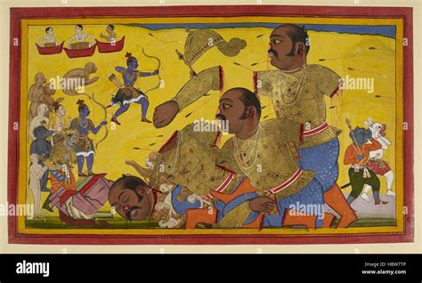 Ramayana, Yuddha Kanda. - caption: 'The death of Kumbhakarna' Ramayana ...