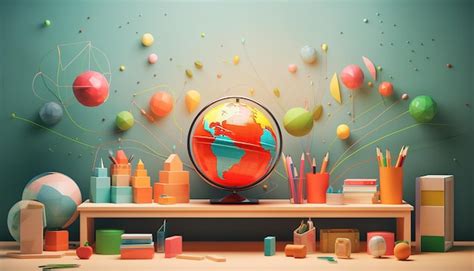 Premium AI Image | Minimal 3D World teacher's day creative poster design